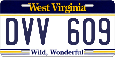 WV license plate DVV609