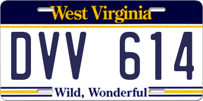 WV license plate DVV614