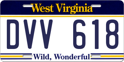 WV license plate DVV618