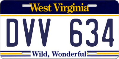 WV license plate DVV634