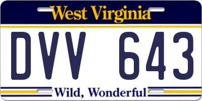 WV license plate DVV643