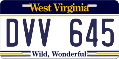 WV license plate DVV645