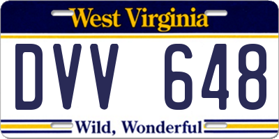 WV license plate DVV648