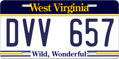 WV license plate DVV657