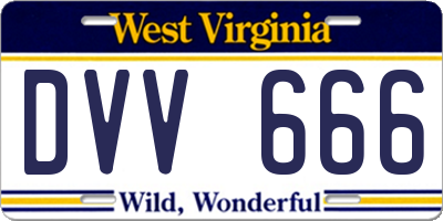 WV license plate DVV666