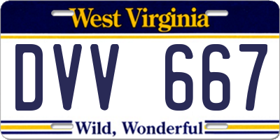WV license plate DVV667