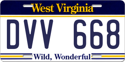 WV license plate DVV668