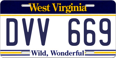 WV license plate DVV669