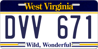 WV license plate DVV671