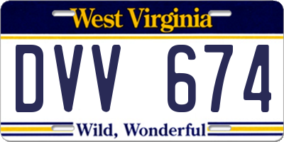 WV license plate DVV674