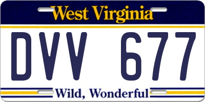 WV license plate DVV677
