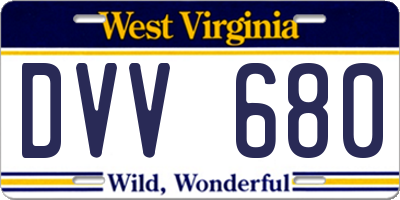 WV license plate DVV680