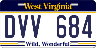 WV license plate DVV684