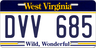 WV license plate DVV685
