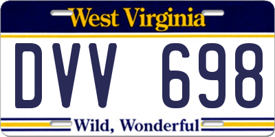 WV license plate DVV698