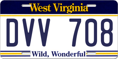 WV license plate DVV708