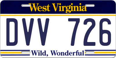 WV license plate DVV726