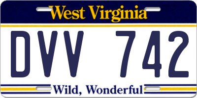 WV license plate DVV742