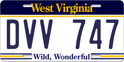 WV license plate DVV747