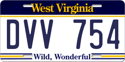 WV license plate DVV754