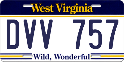 WV license plate DVV757