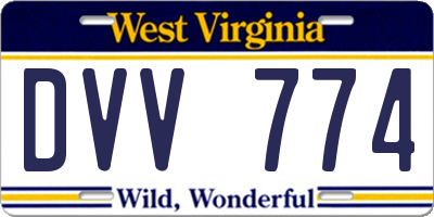 WV license plate DVV774