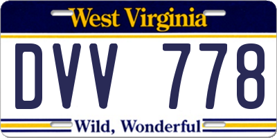 WV license plate DVV778