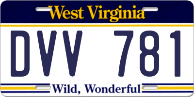 WV license plate DVV781