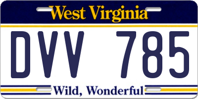 WV license plate DVV785