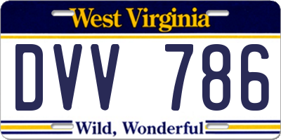 WV license plate DVV786