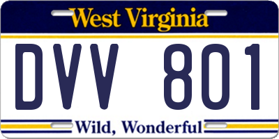 WV license plate DVV801