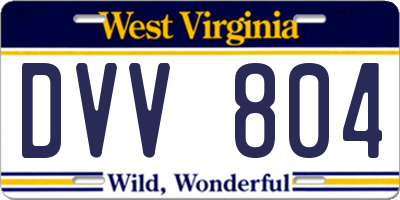 WV license plate DVV804