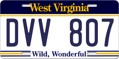 WV license plate DVV807