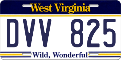 WV license plate DVV825