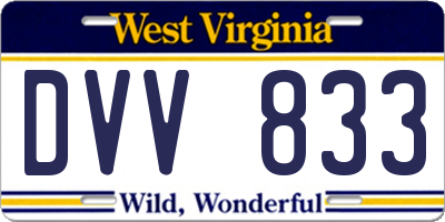 WV license plate DVV833