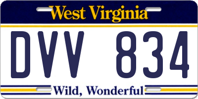 WV license plate DVV834