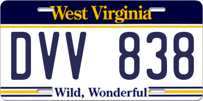 WV license plate DVV838