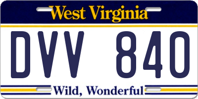 WV license plate DVV840