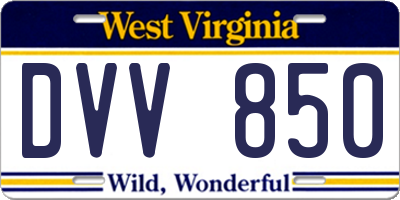 WV license plate DVV850