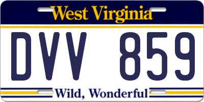 WV license plate DVV859