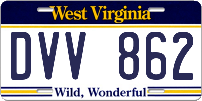 WV license plate DVV862
