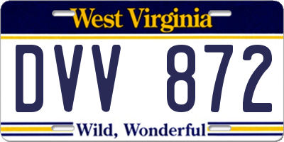 WV license plate DVV872