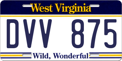 WV license plate DVV875