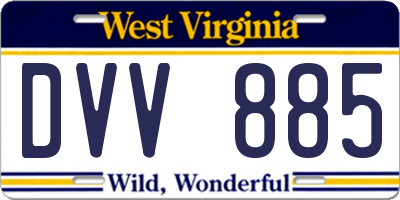 WV license plate DVV885