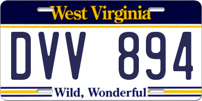 WV license plate DVV894