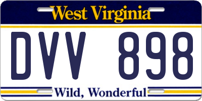 WV license plate DVV898