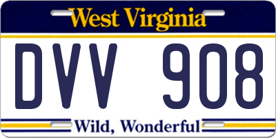 WV license plate DVV908