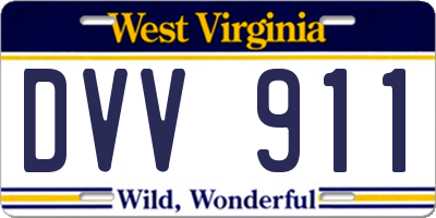 WV license plate DVV911