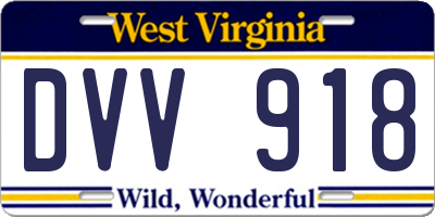 WV license plate DVV918