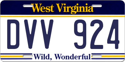WV license plate DVV924